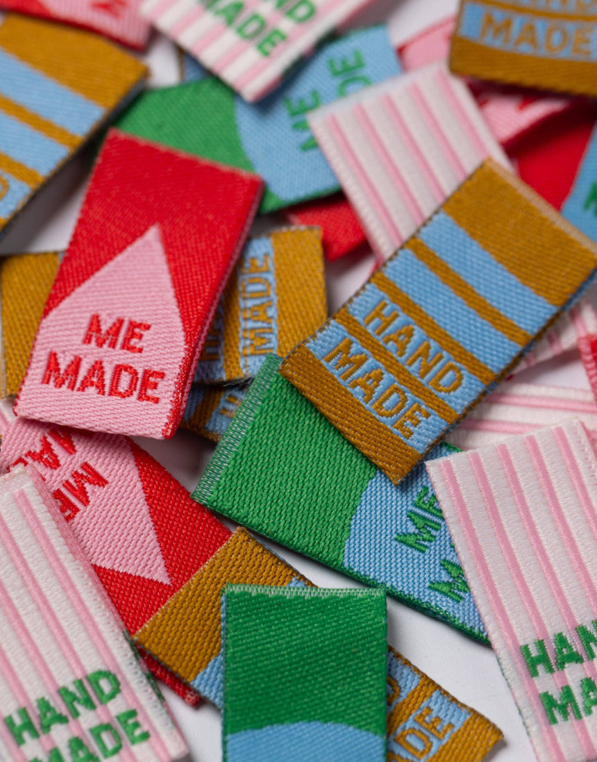 Hand Made/ Me Made, Woven Sewing Mini Labels - Pack of 8