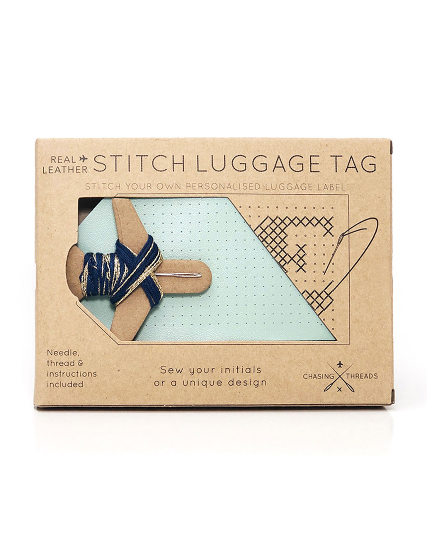 Mint Luggage Tag DIY Stitch Kit, Chasing Threads