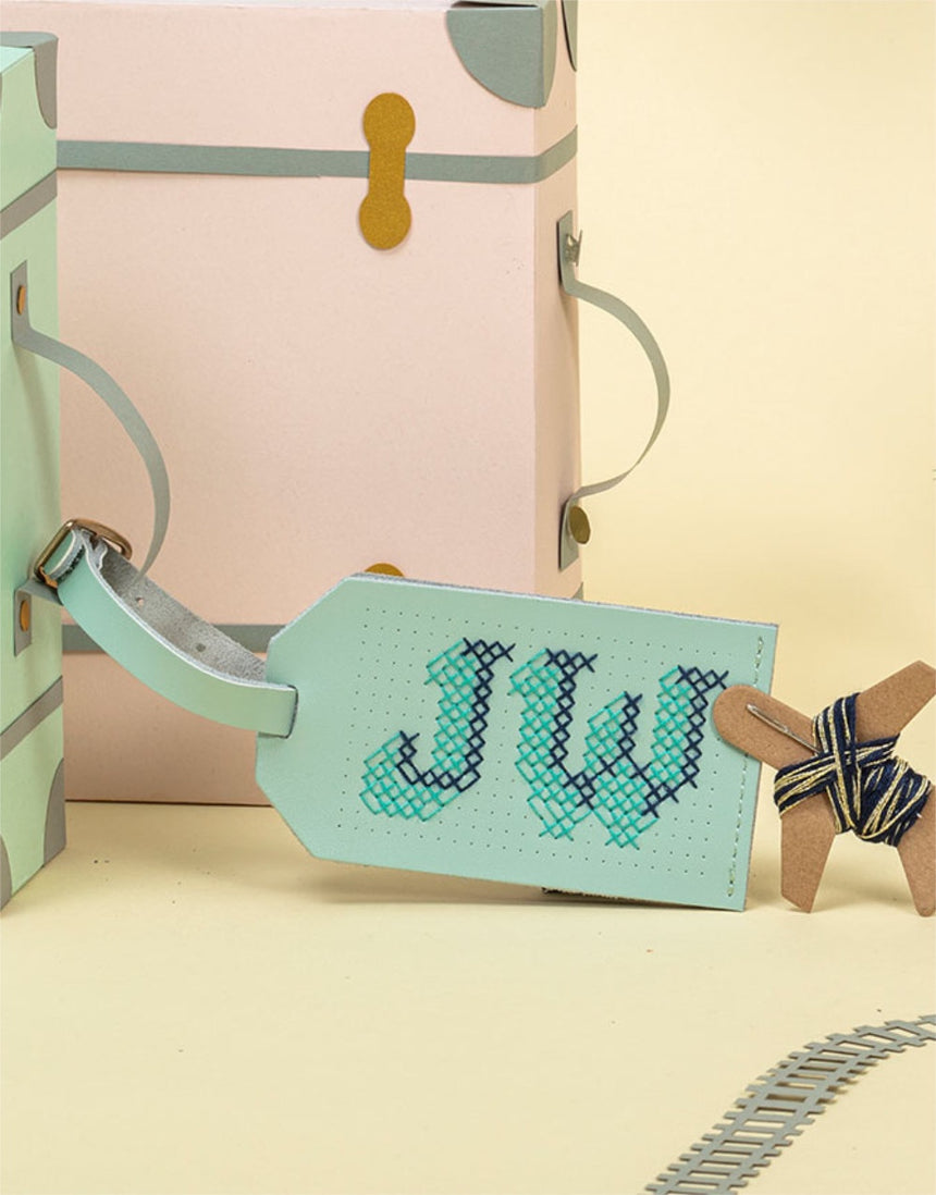 Mint Luggage Tag DIY Stitch Kit, Chasing Threads