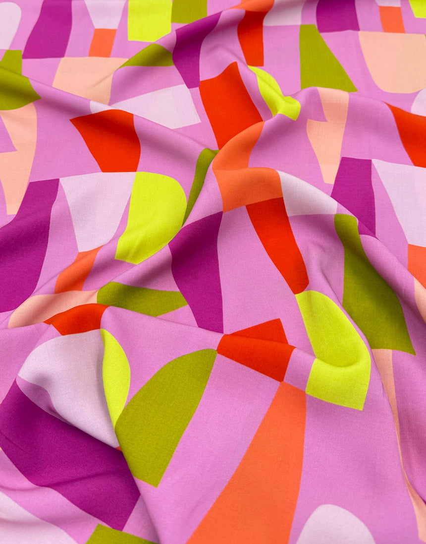 Bubblegum Pink Shape Shifter Lenzing Ecovero Viscose Fabric, Nerida Hansen