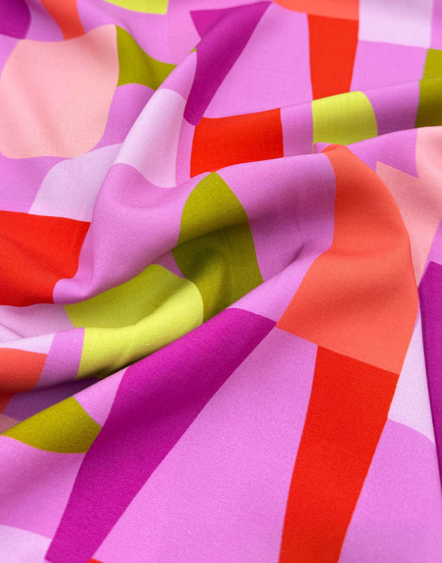 Bubblegum Pink Shape Shifter Lenzing Ecovero Viscose Fabric, Nerida Hansen