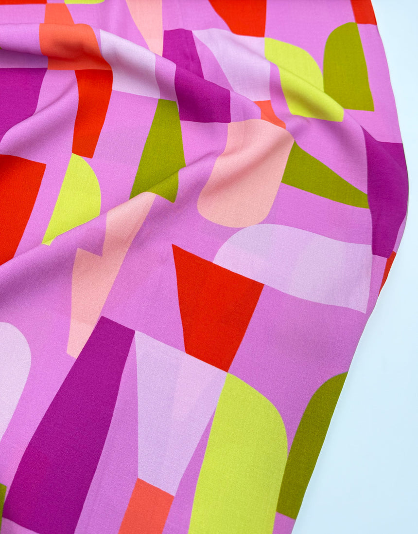 Bubblegum Pink Shape Shifter Lenzing Ecovero Viscose Fabric, Nerida Hansen
