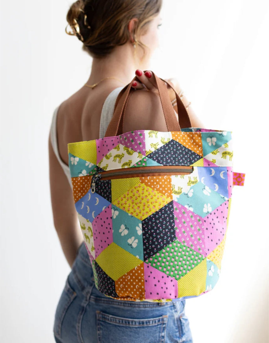 Quarry Tote Bag & Zipped Pouch Making Kit in Echino Rhombus Canvas, Noodlehead
