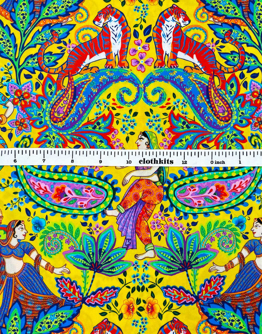 Yellow Bollywood Organic Cotton Poplin Fabric, Odile Bailloeul