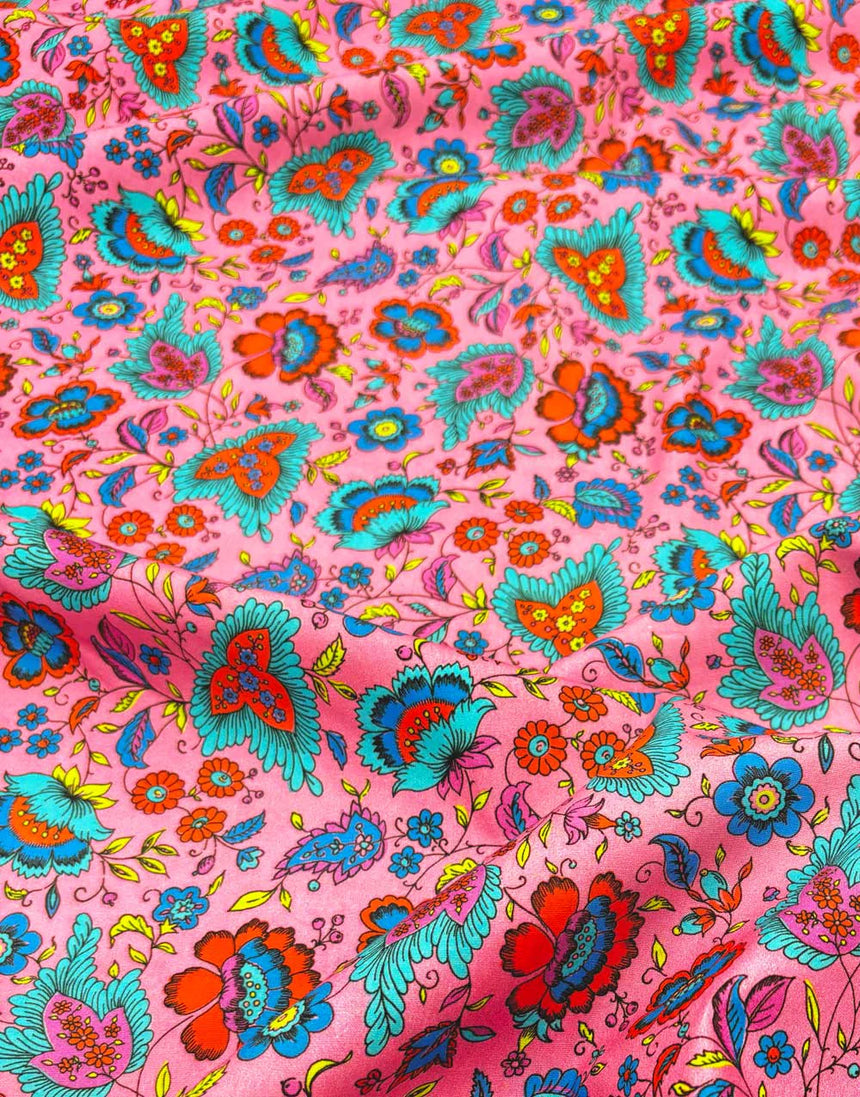 Remnant 70cm - Pink Masala Organic Cotton Poplin Fabric, Odile Bailloeul