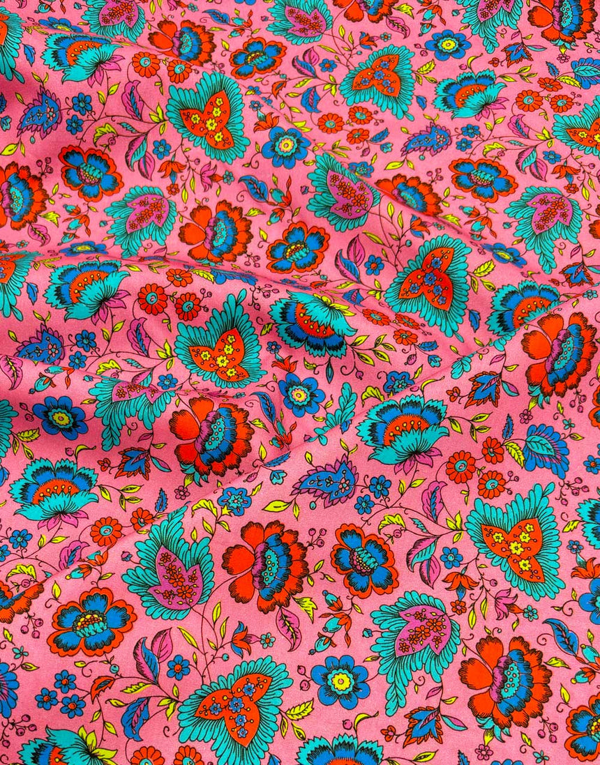 Pink Masala Organic Cotton Poplin Fabric, Odile Bailloeul