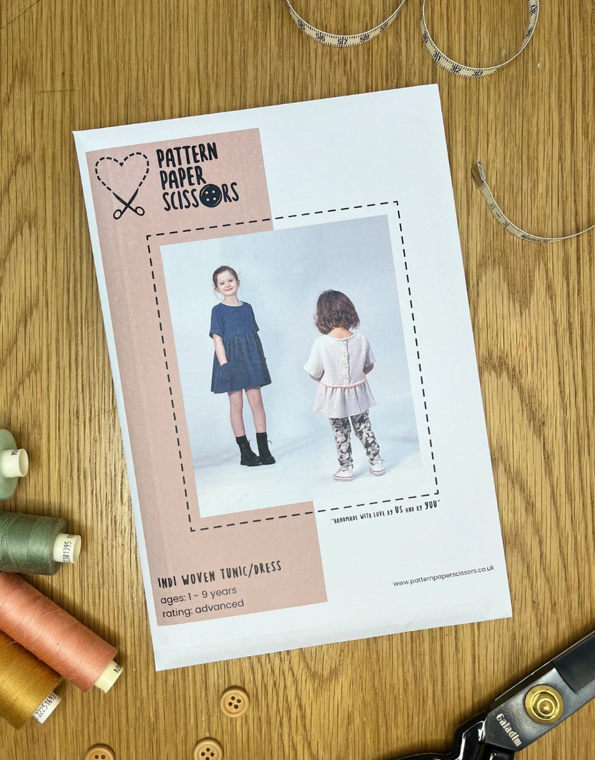 Indi Tunic & Dress Sewing Pattern (1 - 11y), Pattern Paper Scissors