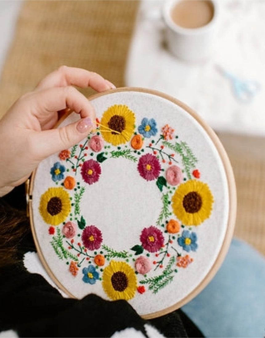 Summer Wreath Embroidery Kit, Pixels & Purls