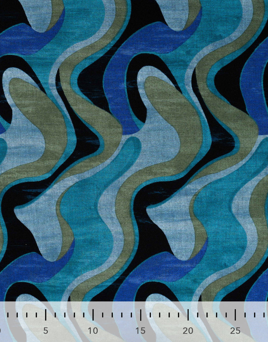 Petrol Waves Ponte di Roma Knit Fabric