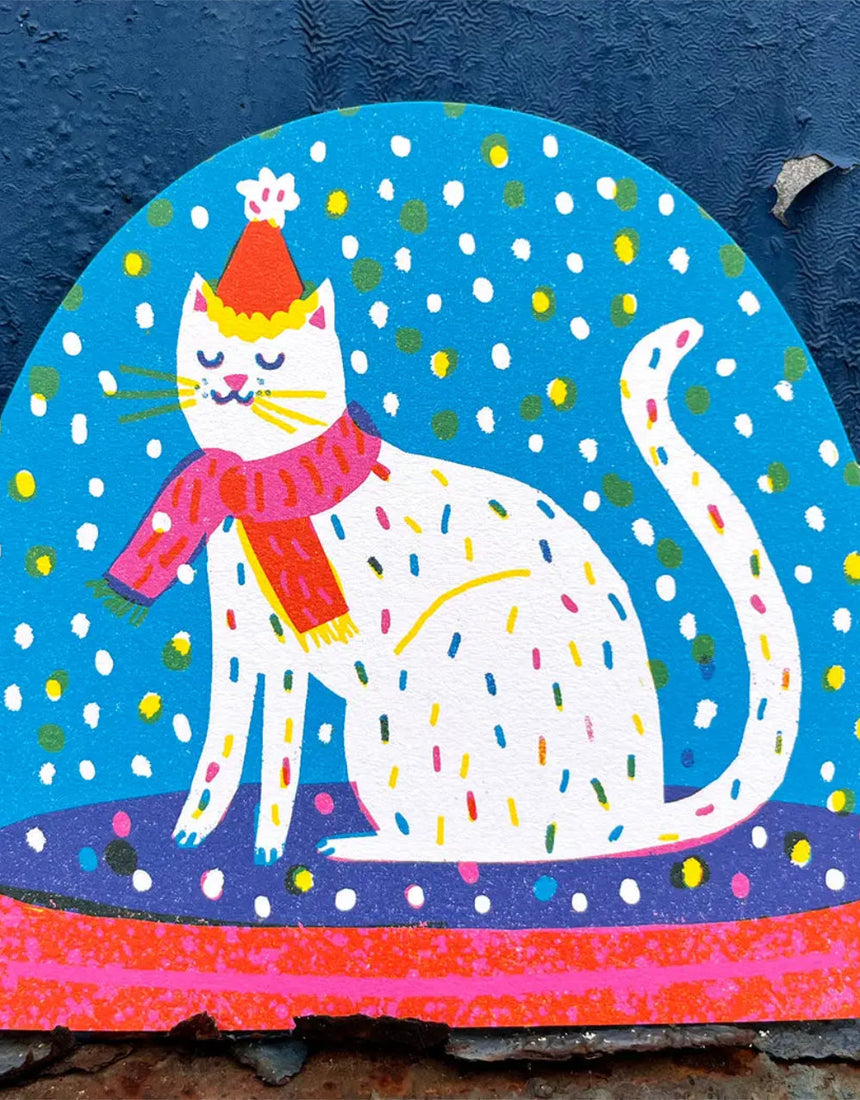 Cat Snowglobe Christmas Card
