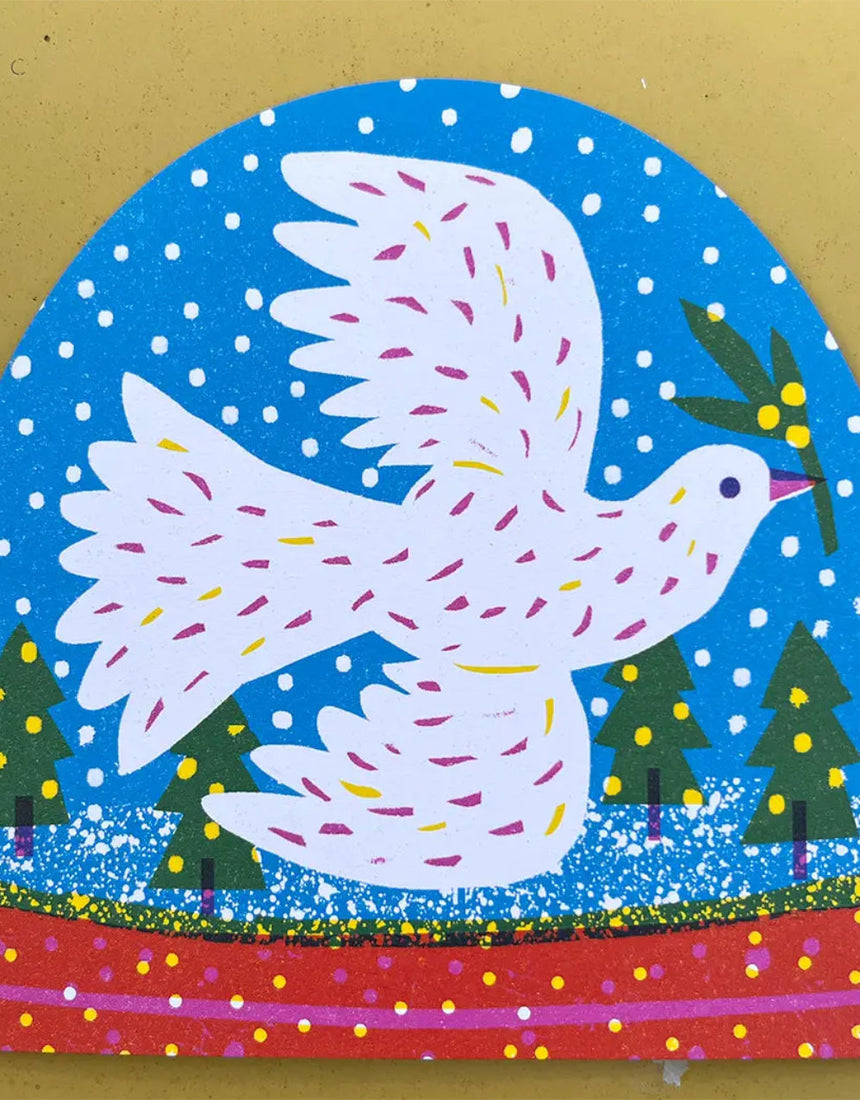 White Dove Snowglobe Christmas Card