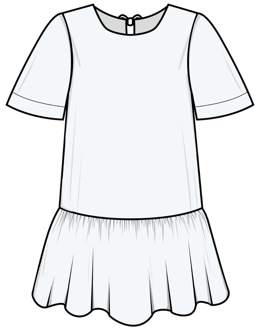 Ruffle Dress x Big T Sleeve Sewing Pattern, Puff & Pencil