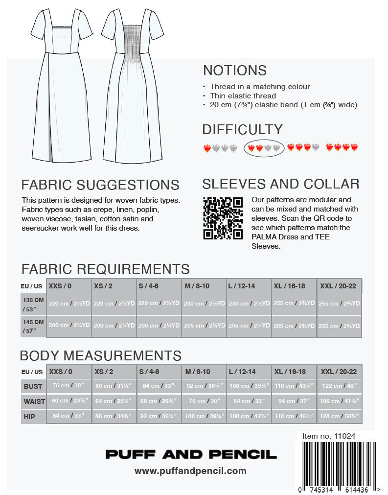 Square Dress & Puff Sleeve Sewing Pattern, Puff & Pencil