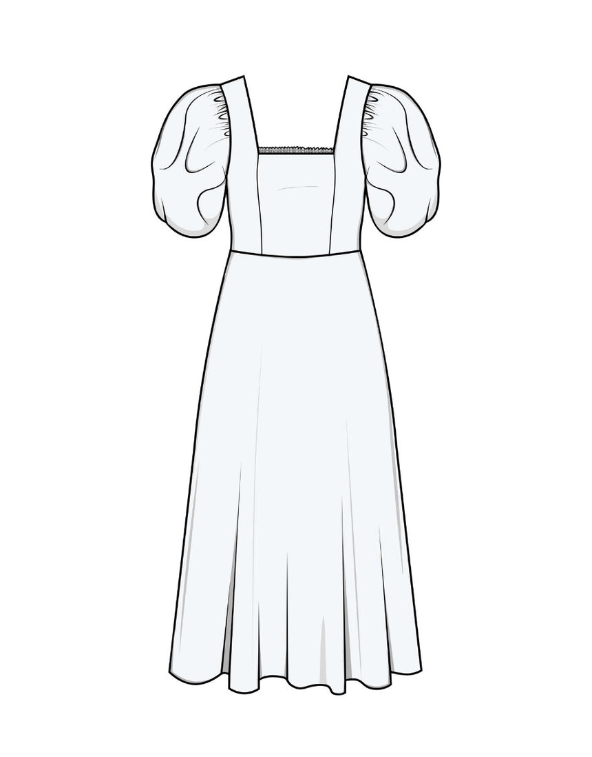 Square Dress & Puff Sleeve Sewing Pattern, Puff & Pencil