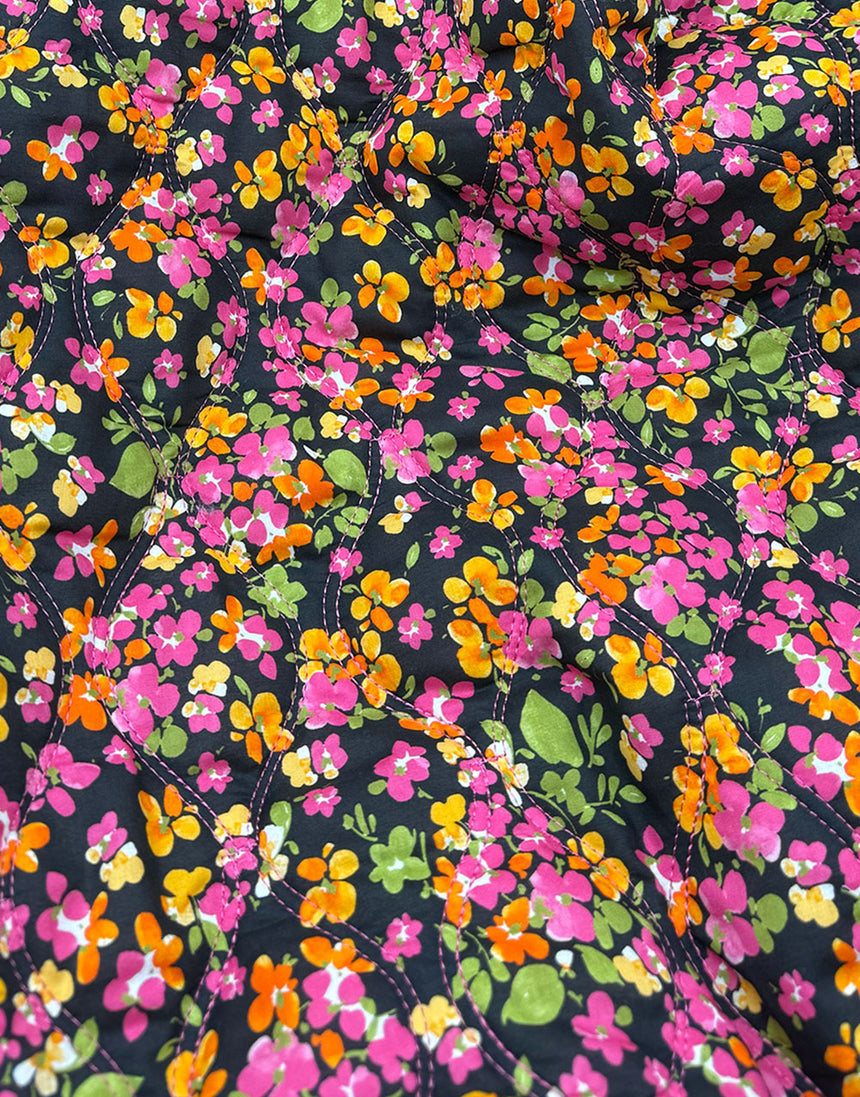 Bloom & Stripe Reversible Quilted Cotton Voile Fabric