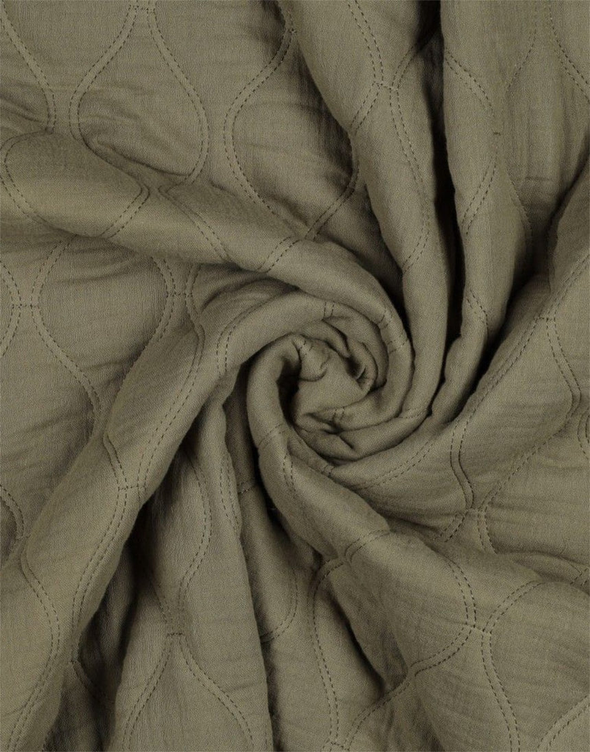 Moss Green Quilted Double Gauze Fabric