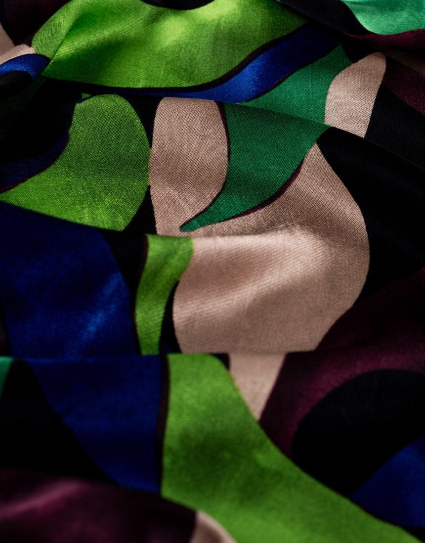 Midnight Canopy Rayon Spun Satin Fabric