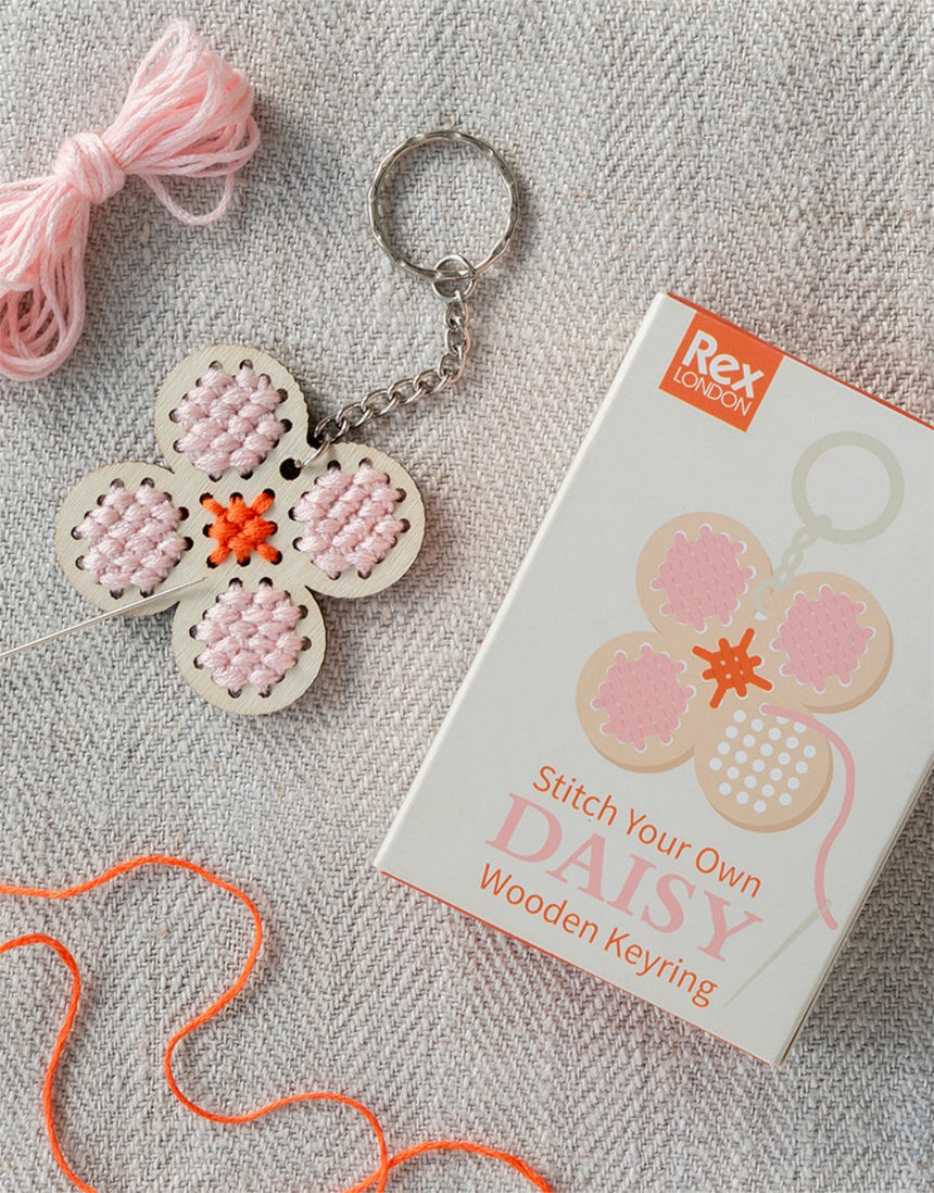 Stitch Your Own Wooden Keyring, Daisy