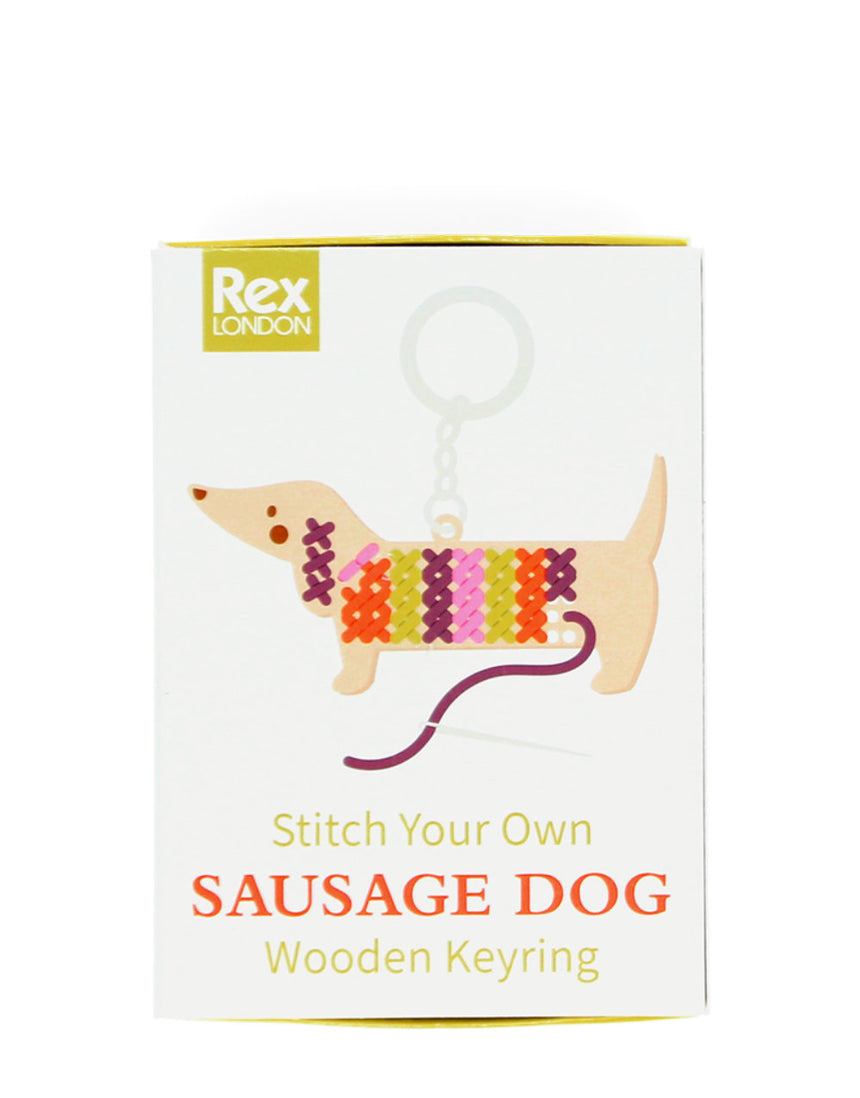 Stitch Your Own Wooden Keyring, Sausage Dog