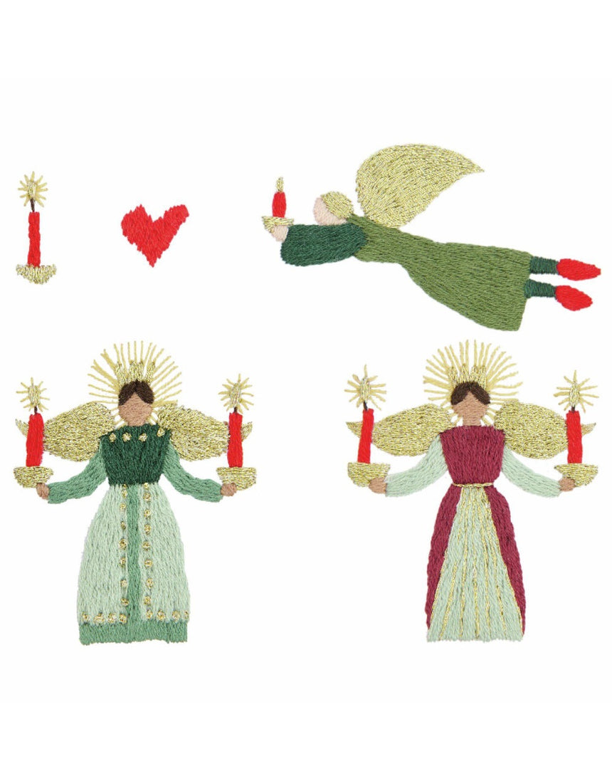 Christmas Angels with Candles Stick and Stitch Embroidery Kit, Rico Design