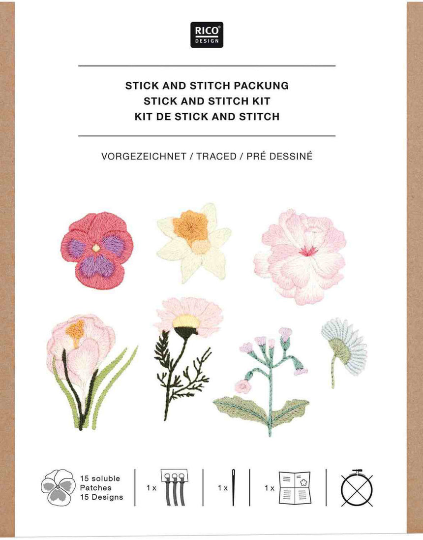 Spring Flowers Stick and Stitch Embroidery Kit, Rico Design