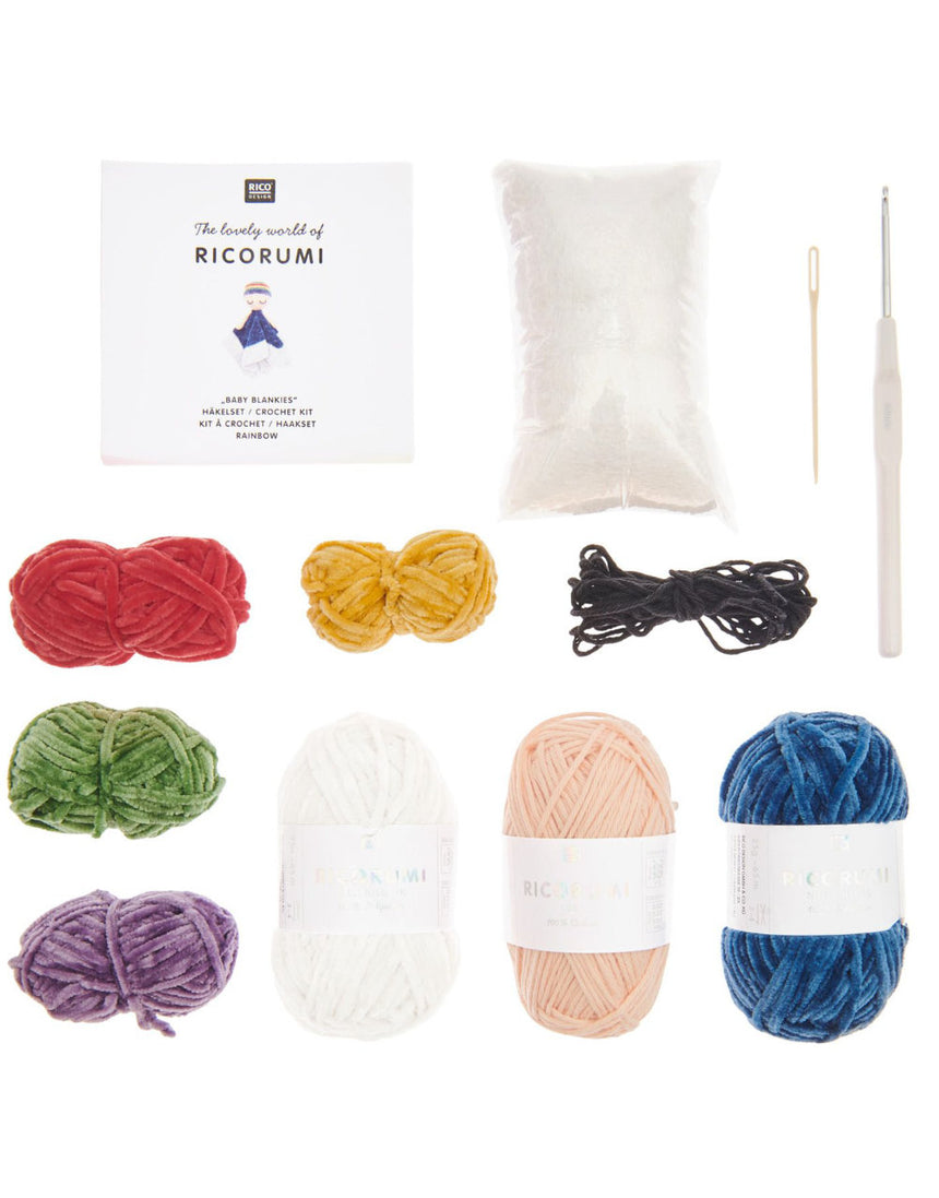 Blue Rainbow Baby Blankie Ricorumi Crochet Kit
