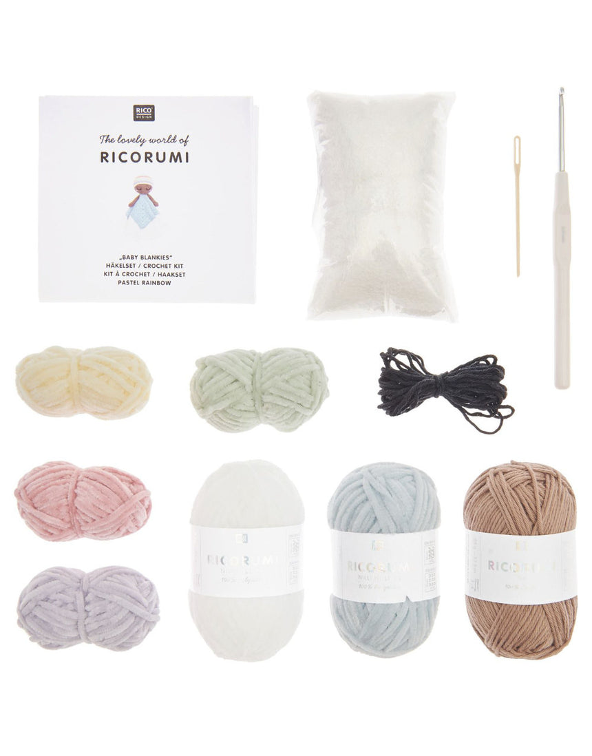 Pastel Rainbow Baby Blankie Ricorumi Crochet Kit