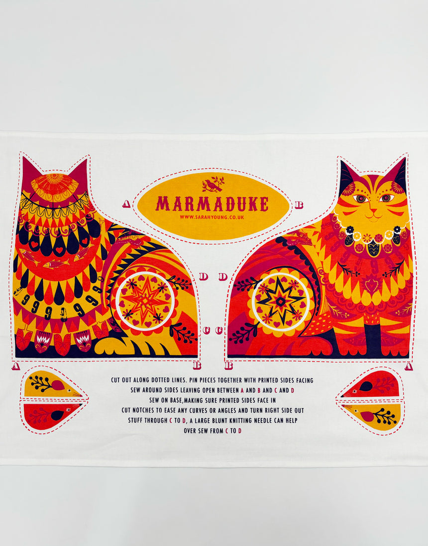 Marmaduke the Cat Tea Towel / Cut & Sew Kit by Sarah Young