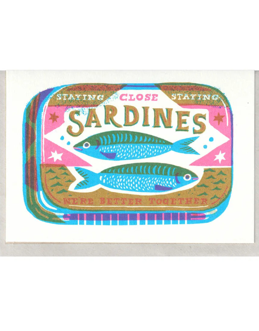 Sardines Greeting Card, Printed Peanut