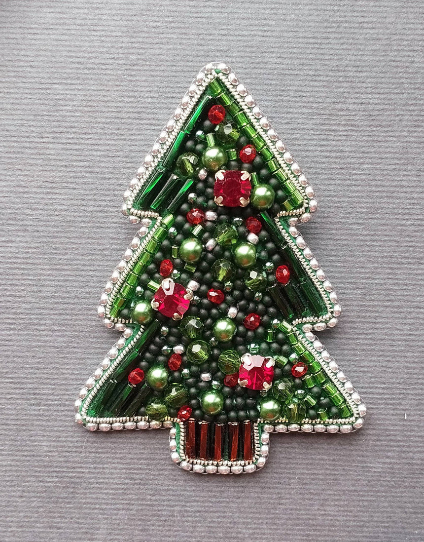 Christmas Tree Beaded Embroidery Brooch/Hanging Decoration Kit