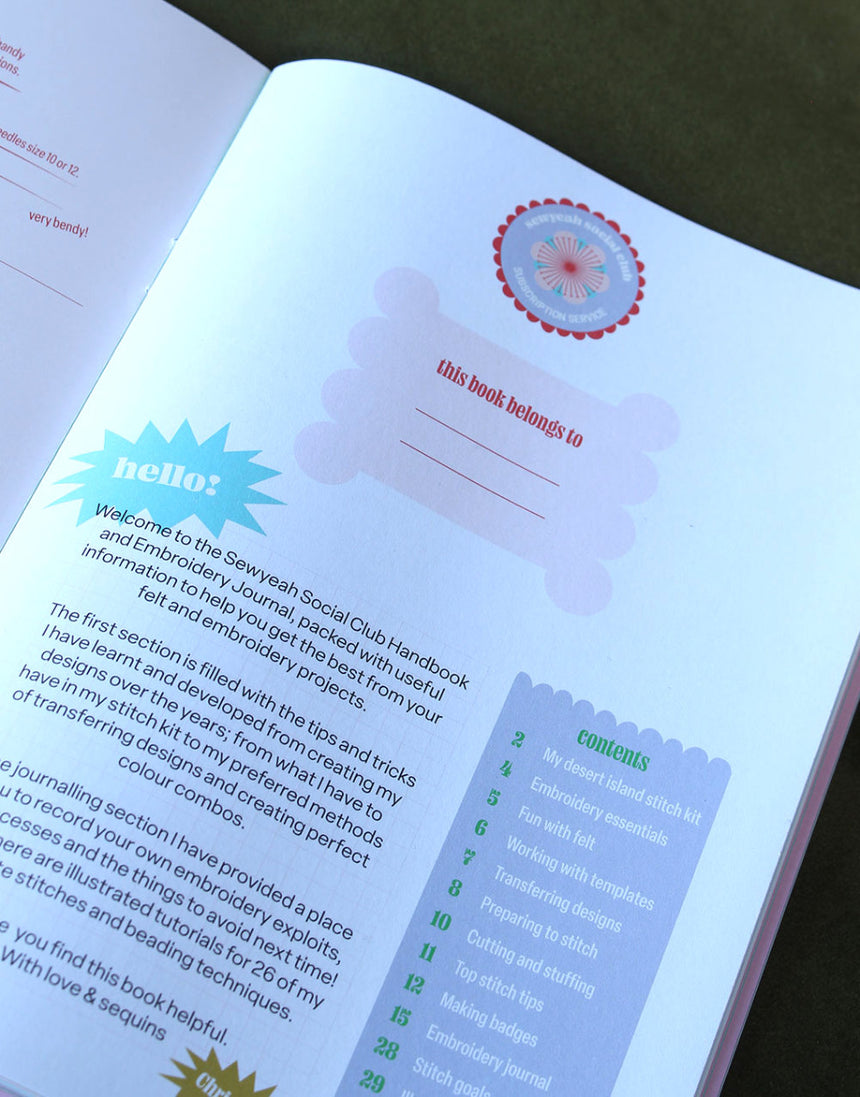 Sewyeah Social Club Handbook, Embroidery Journal & Reference Guide