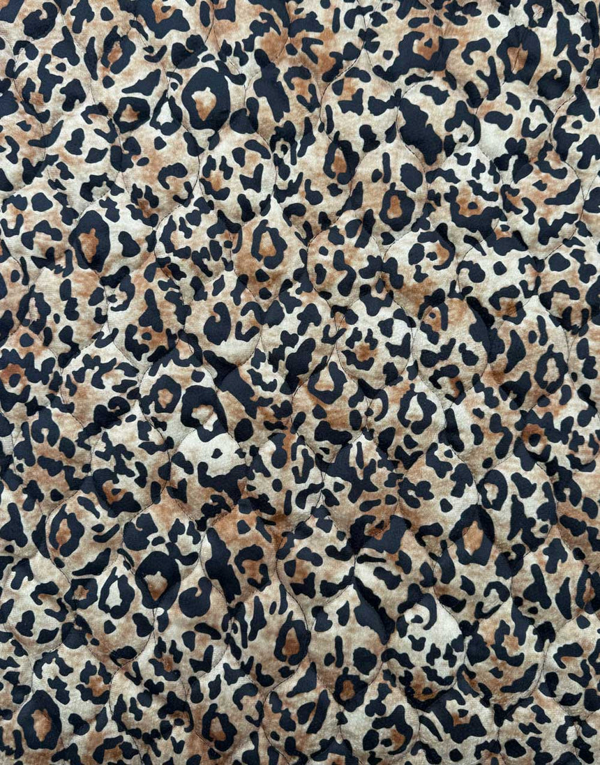 Leopard Quilted Stepped Velvet Coating Fabric