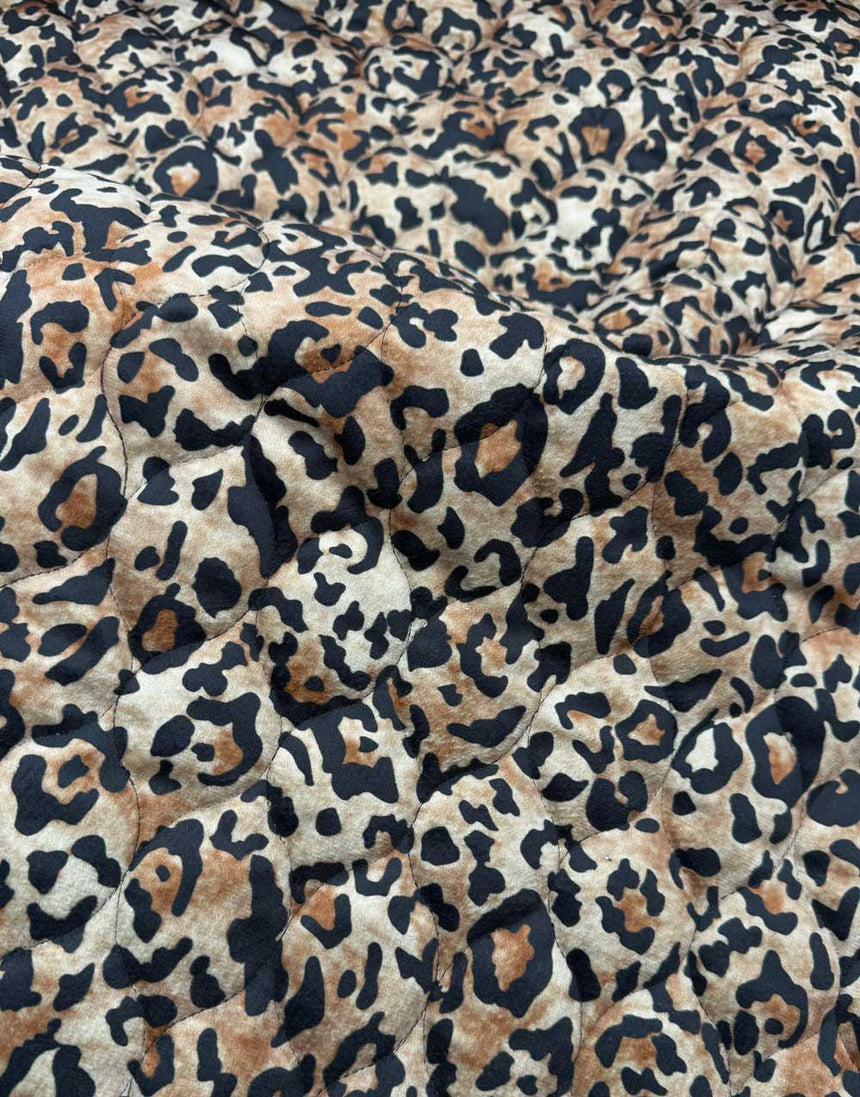 Leopard Quilted Stepped Velvet Coating Fabric