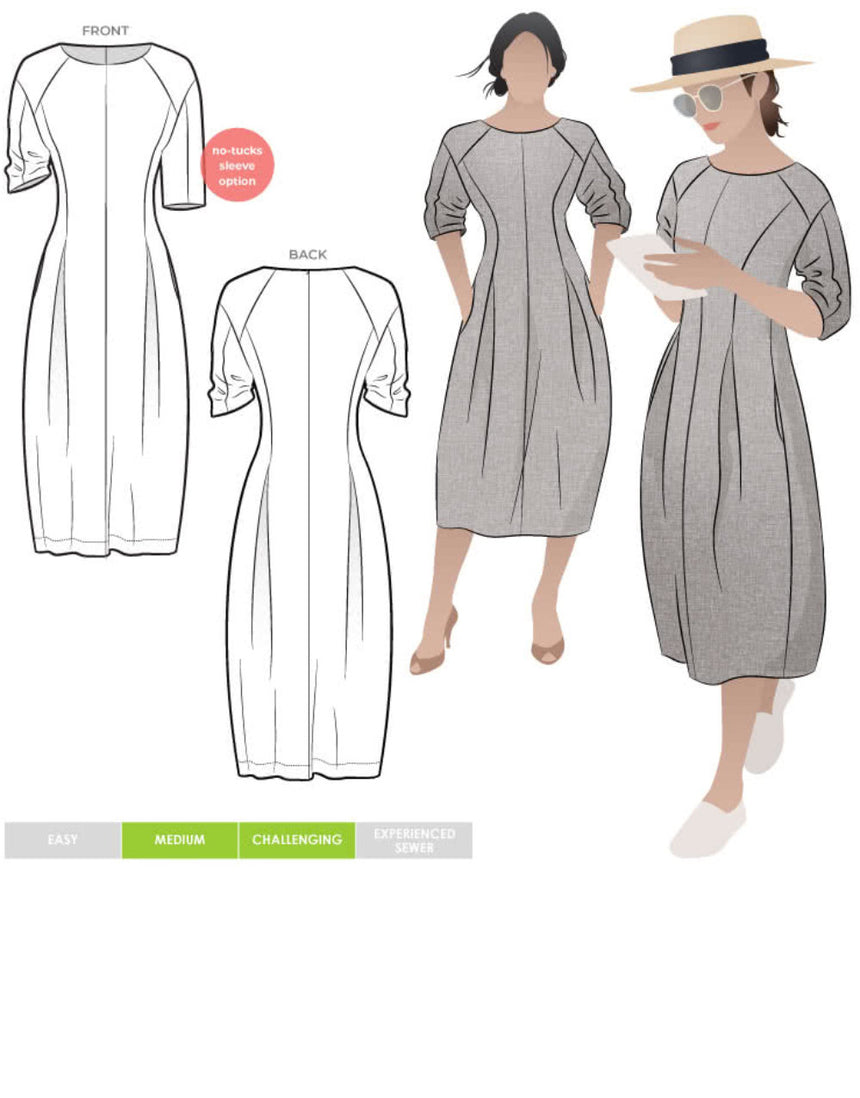 Gertrude Designer Dress Sewing Pattern, Style Arc