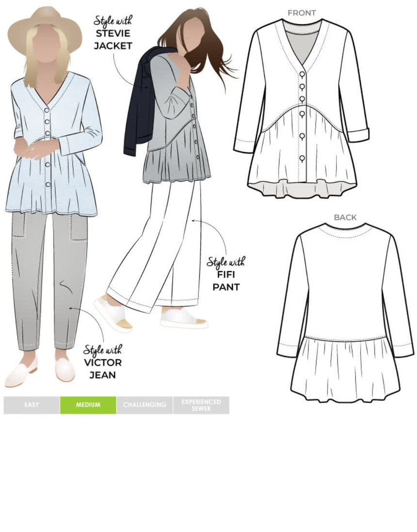 Jules Woven Tunic Sewing Pattern, Style Arc