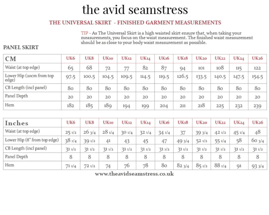 The Universal Skirt Sewing Pattern, The Avid Seamstress