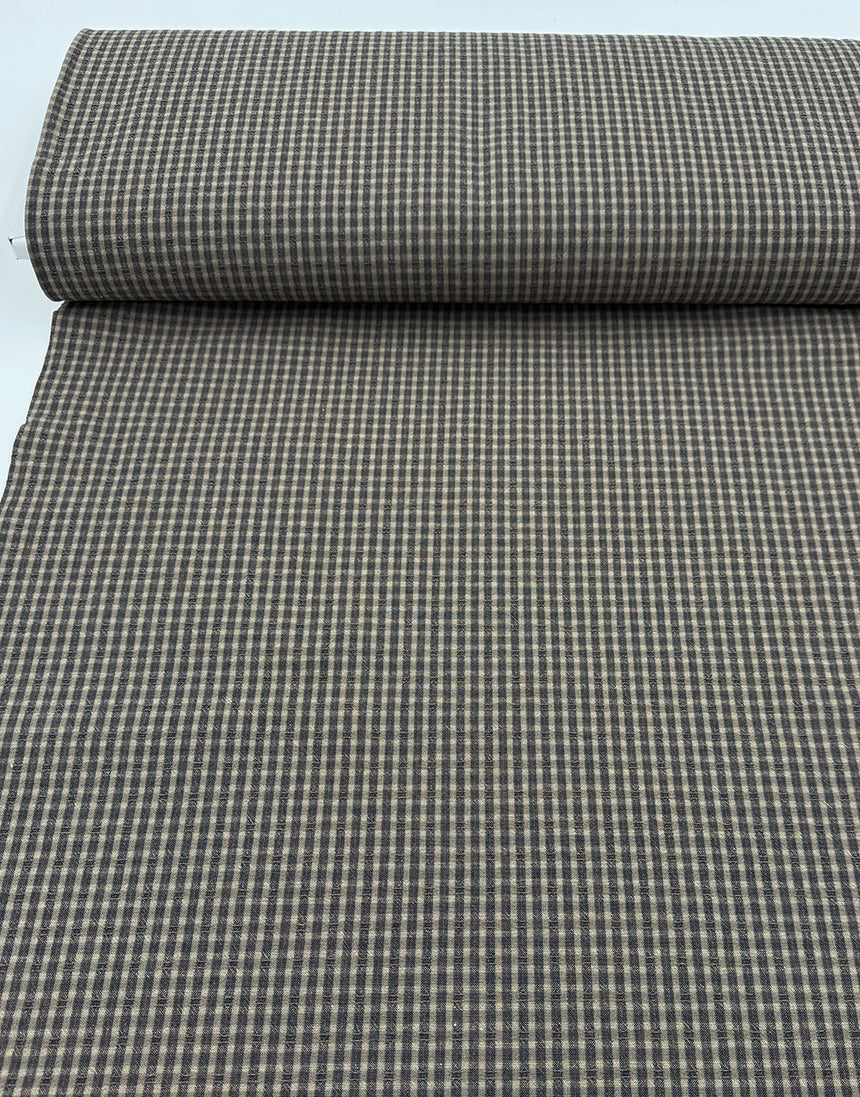 Tochio Yarn-Dyed Cotton Fabric, Grey Gingham