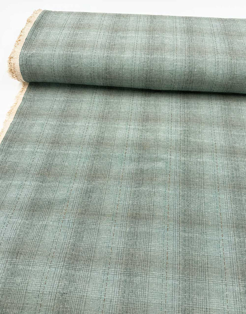 Tochio Yarn-Dyed Cotton Fabric, Blue Mist Check