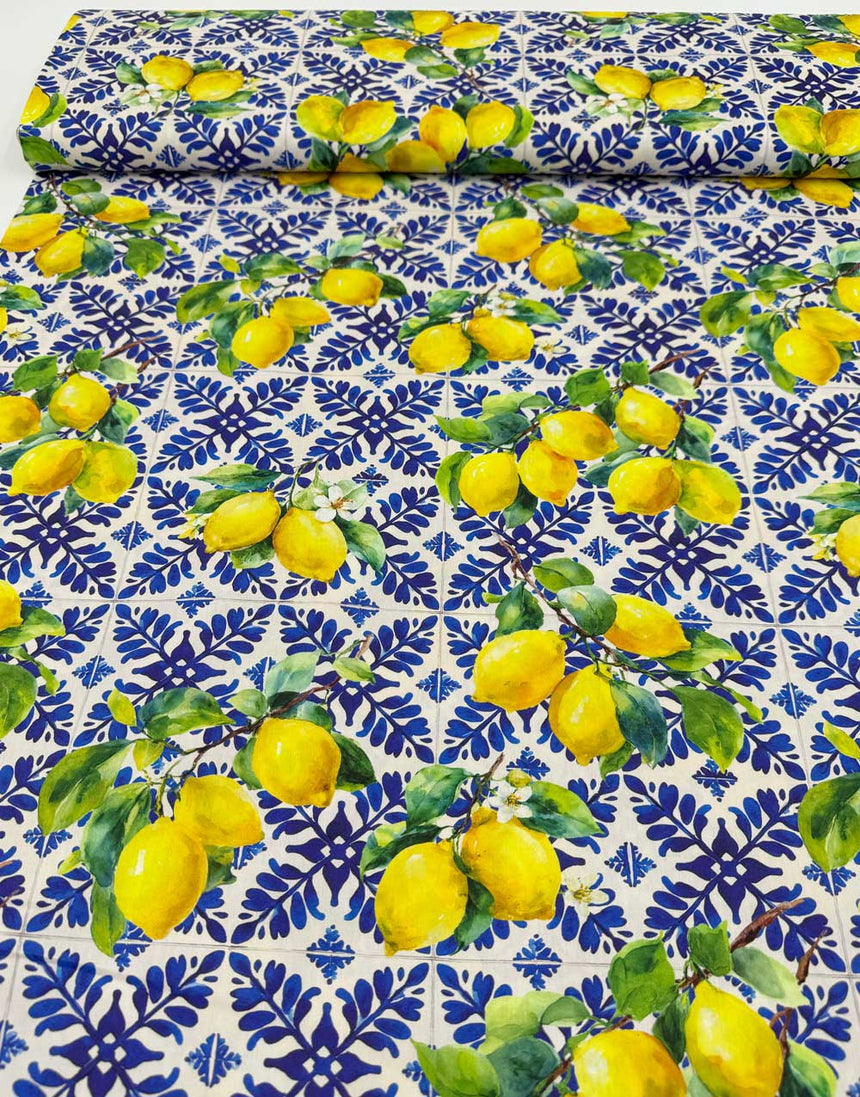 Amalfi Lemons Cotton Viscose Fabric