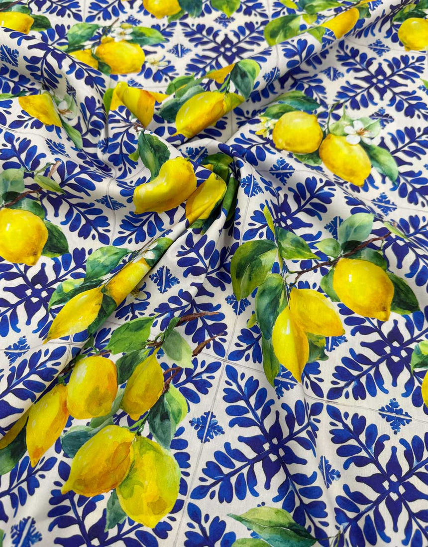 Amalfi Lemons Cotton Viscose Fabric