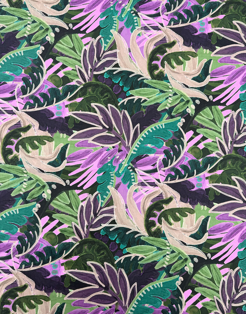 Painted Palm Floral Viscose Fabric