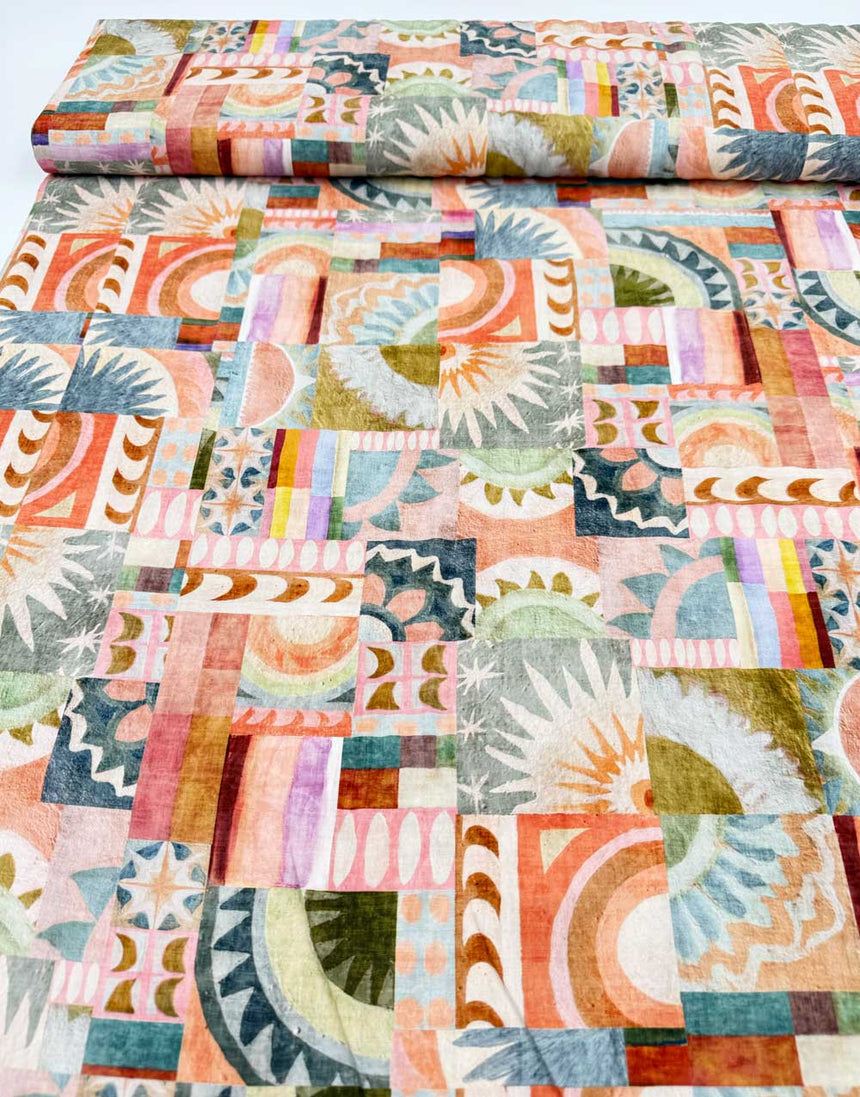 Sunwashed Patchwork Ecovero Viscose Fabric