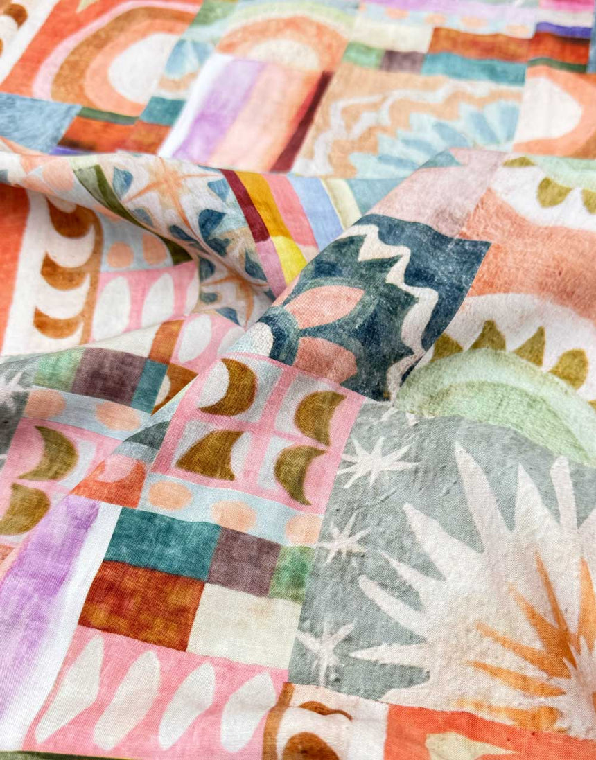 Sunwashed Patchwork Ecovero Viscose Fabric