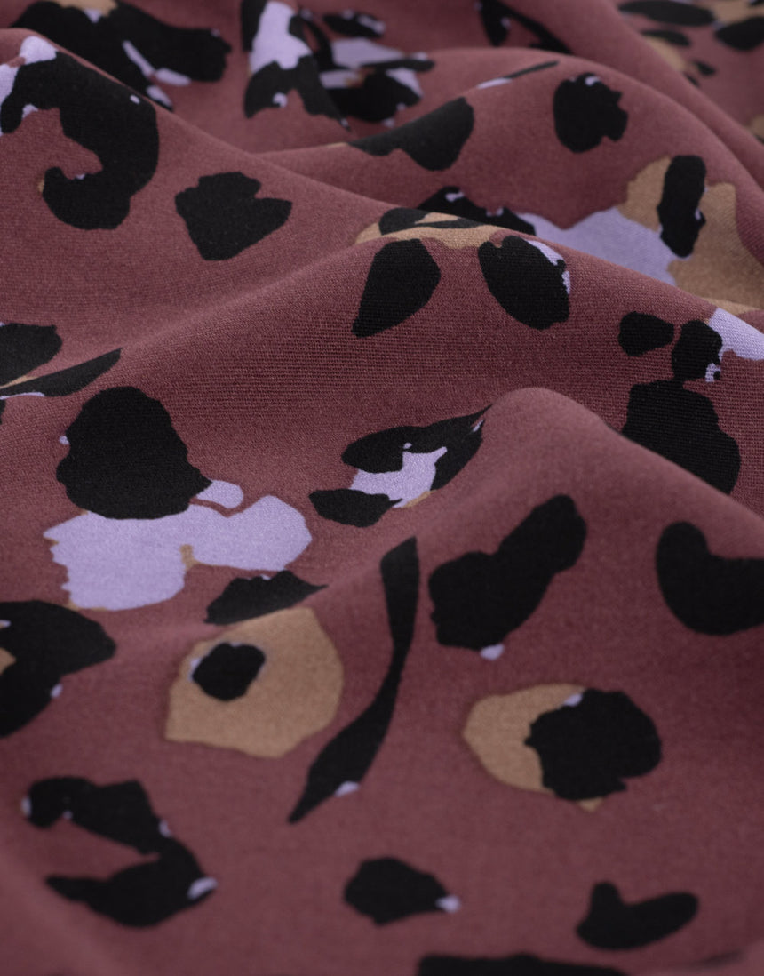 Dusky Bloom Leopard Viscose Twill Fabric