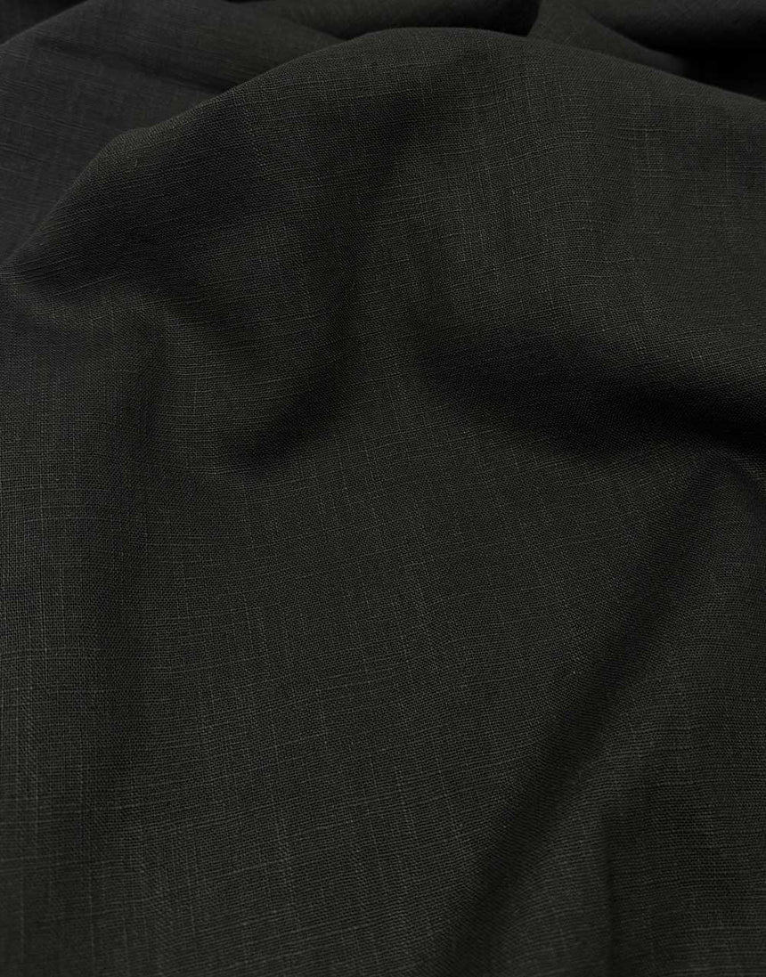 Black Washed Linen Cotton Fabric