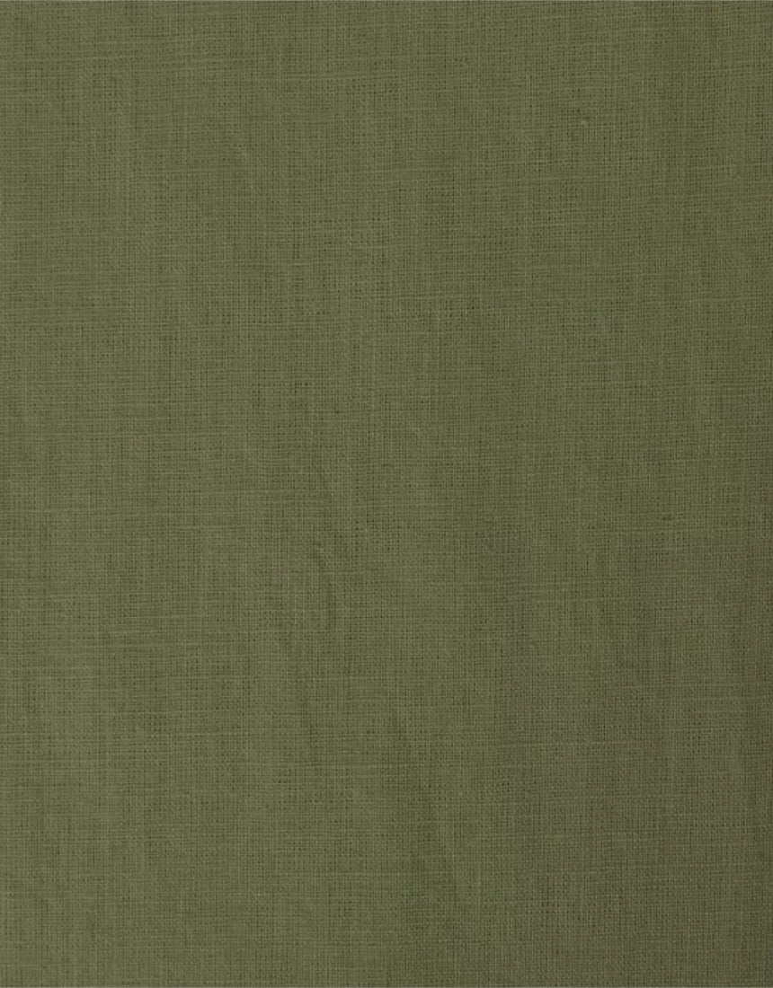 Khaki Green Washed Pure Linen Fabric