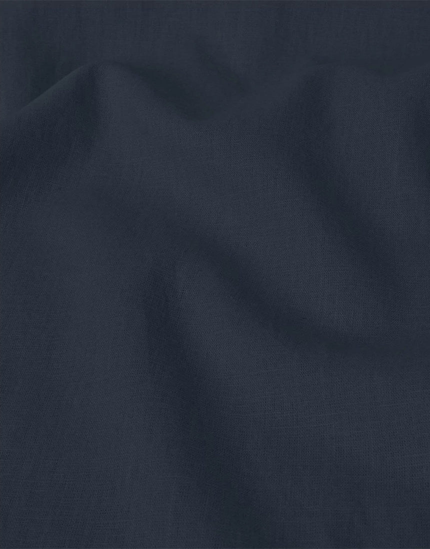 Navy Blue Washed Pure Linen Fabric