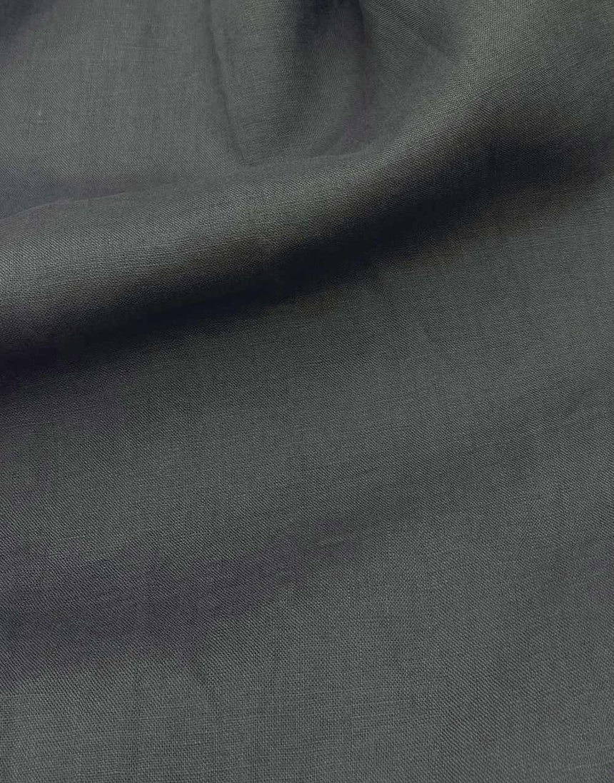 Anthracite Grey Washed Pure Linen Fabric