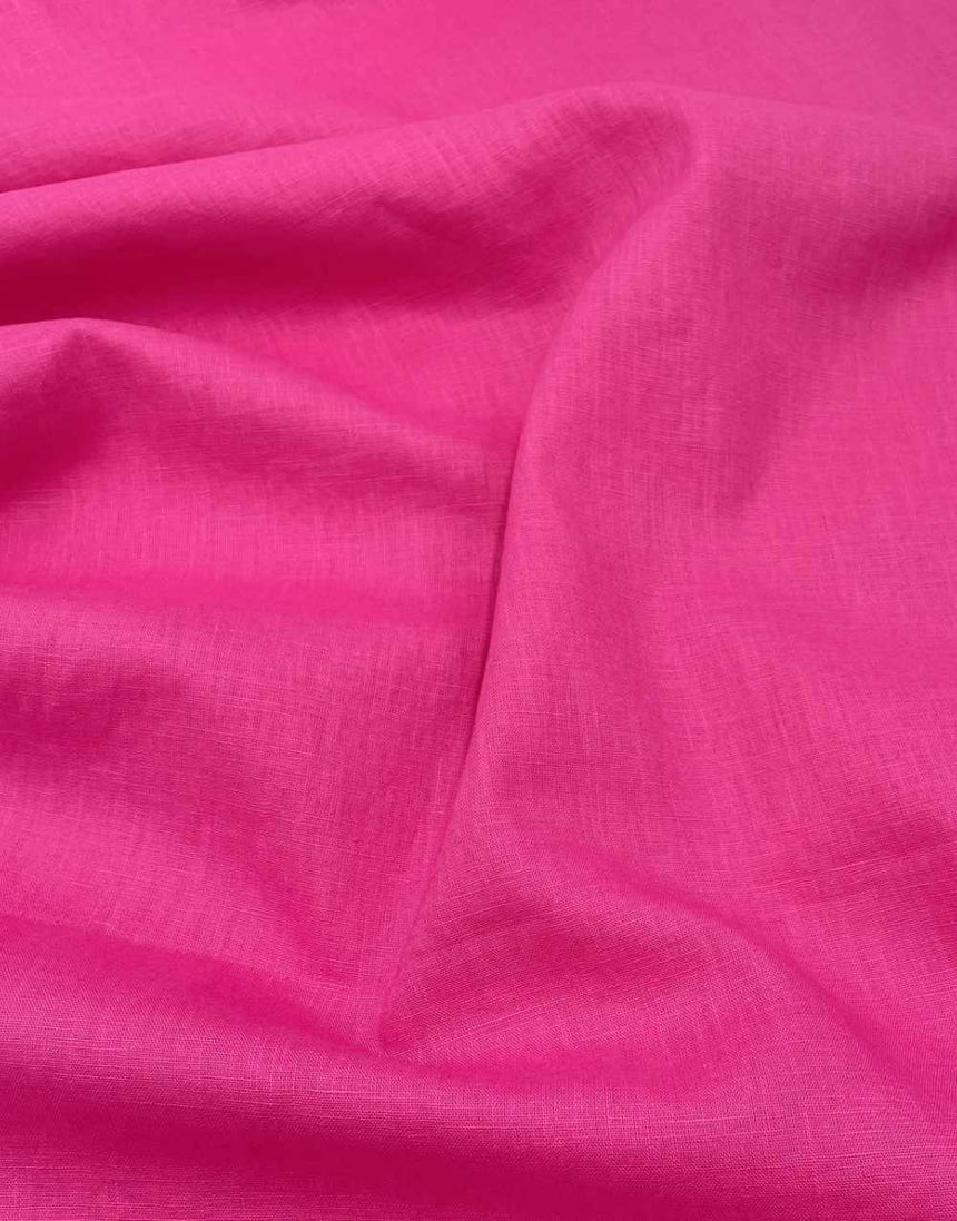 Fuchsia Pink Washed Pure Linen Fabric