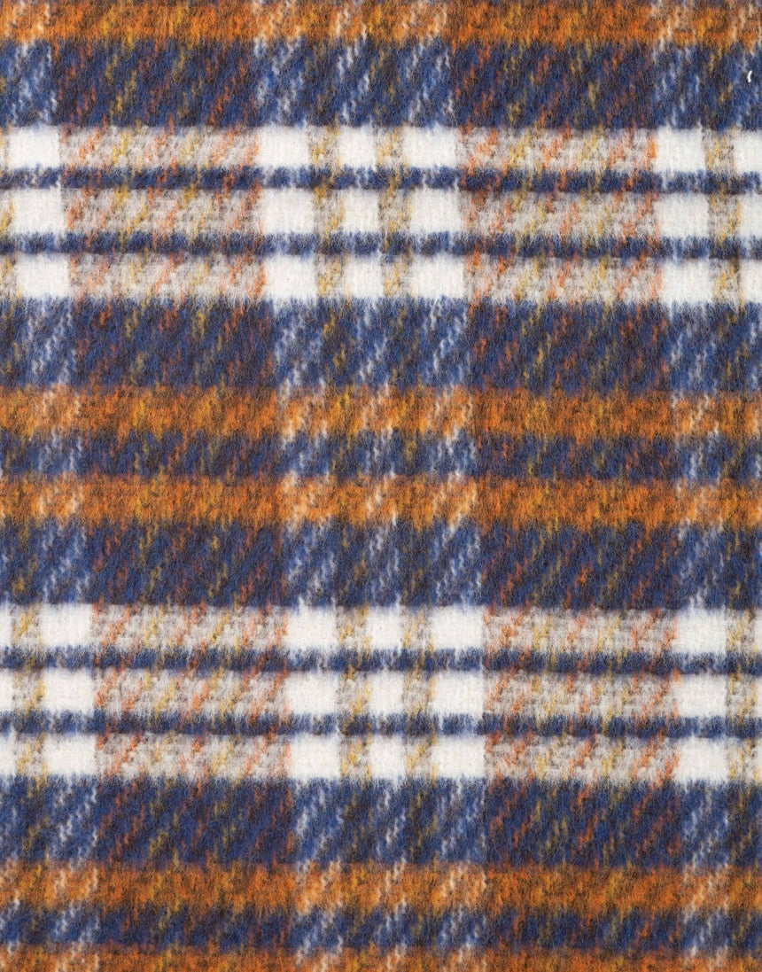 Cognac Check Wool Blend Coating Fabric